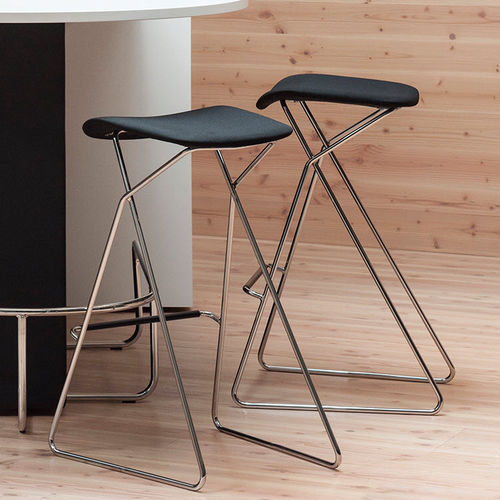 Sgabello da bar contemporaneo - TIDE - Orange Box - in pelle / con supporto in metallo / imbottito