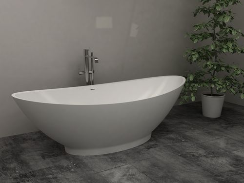 Vasca da bagno ovale - BS-S21 - Bella Stone Company Limited - da appoggio / in Solid Surface / bianca