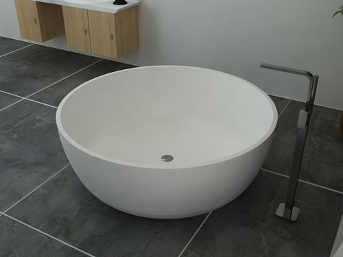 Vasca da bagno rotonda - BS-S25 - Bella Stone Company Limited - da appoggio / in Solid Surface / bianca