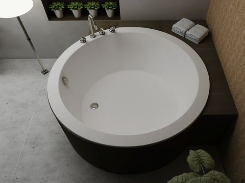 Vasca da bagno rotonda - BS-S35 - Bella Stone Company Limited - ad isola / in Solid Surface / bianca