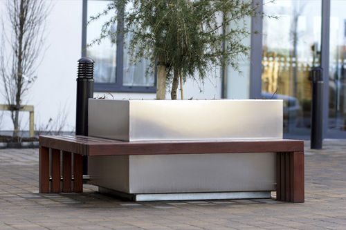 Fioriera in acciaio inossidabile - S57 - Omos Ltd. - in legno / rettangolare / su misura