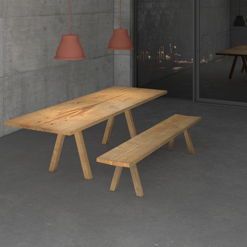 Panca contemporanea - PAPILIO SIMPLE - vitamin design - in rovere / in legno oliato / senza schienale
