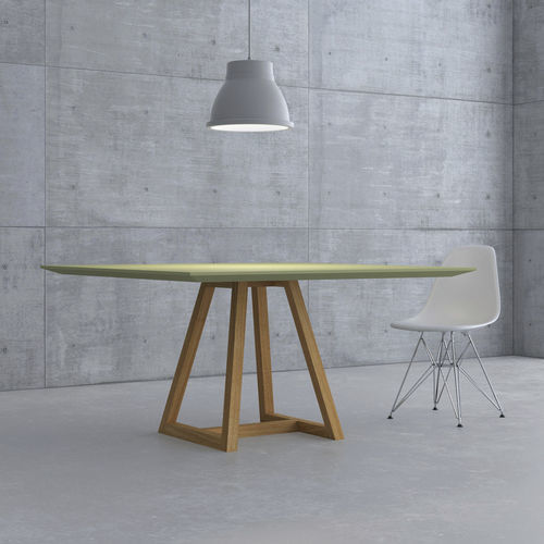 Tavolo da pranzo contemporaneo - MARGO LINO - vitamin design - in legno massiccio / in linoleum / con supporto in quercia