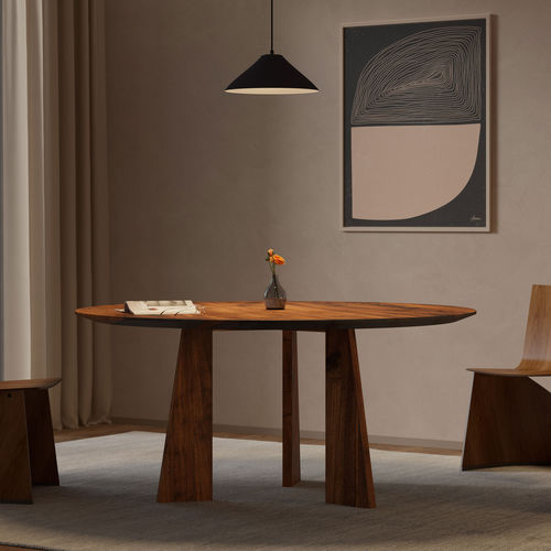 Tavolo contemporaneo - PYLON ROUND - vitamin design - in rovere / in legno massiccio / in noce