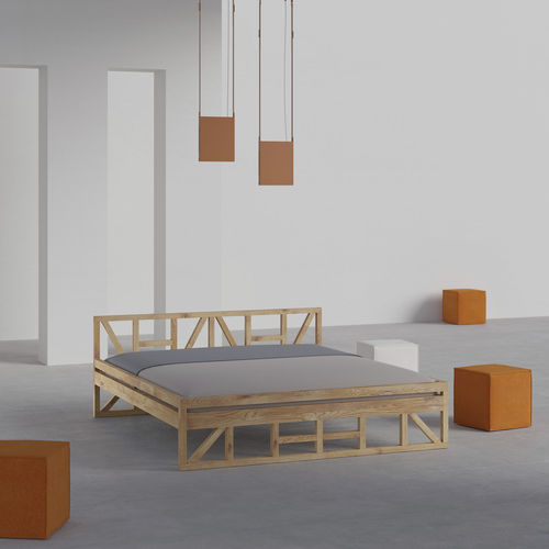 Letto matrimoniale - FACHWERK - vitamin design - contemporaneo / con testiera / in legno massiccio