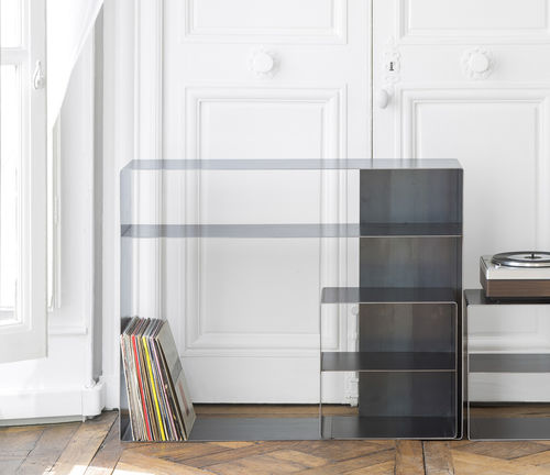 Consolle design industriale - QUATTRO : 3 - VIDAME EDITIONS - in legno lucido / in acciaio / rettangolare
