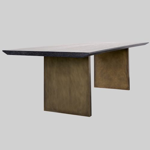 Tavolo da pranzo contemporaneo - MARMARA - Aguirre Design - in rovere / con supporto in ottone / rettangolare