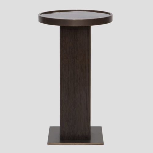 Tavolo d'appoggio contemporaneo - MOKA - Aguirre Design - in rovere / in bambù / con supporto in ottone