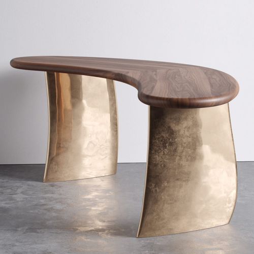Scrivania contemporanea - KAIMANA - Aguirre Design - in noce / in bronzo / su misura