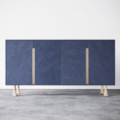 Credenza contemporanea - SPANIOL - Aguirre Design - in noce / in bronzo / in pelle