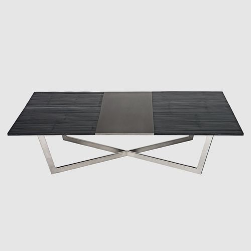 Tavolino basso contemporaneo - MADISON - Aguirre Design - in bambù / in acciaio inossidabile / con supporto in acciaio inossidabile