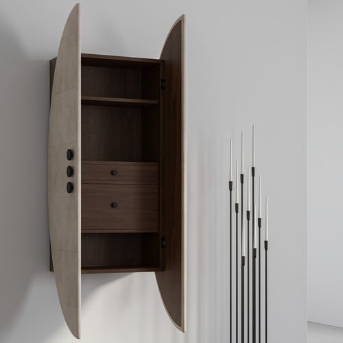Credenza a muro - PEARL - Aguirre Design - contemporanea / in noce / su misura