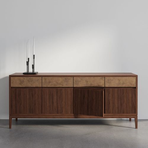 Credenza contemporanea - NOGAL - Aguirre Design - in noce / in ottone / su misura
