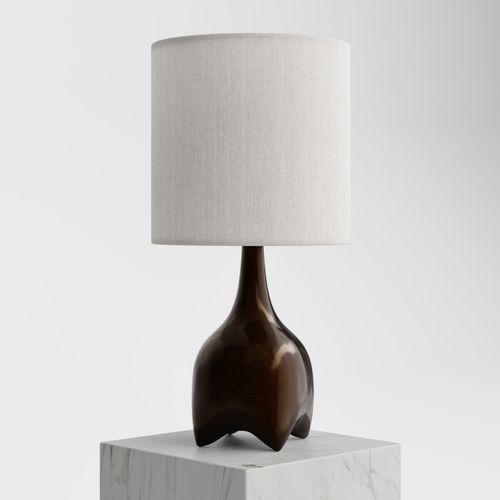 Lampada da tavolo - MALAGANA - Aguirre Design - in bronzo / in lino / contemporanea
