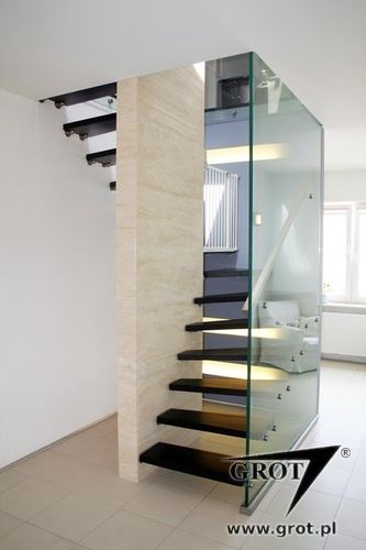 Scala a U - LILIA 1 - GROT - con gradini in legno / con struttura in metallo / contemporanea
