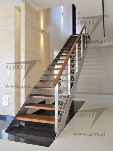Scala a U - WSTĘGOWE 8 - GROT - dritta / con gradini in legno / con struttura in metallo