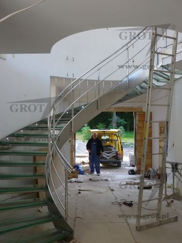 Scala a U - WSTĘGOWE 10 - GROT - elicoidale / con gradini in vetro / con struttura in metallo
