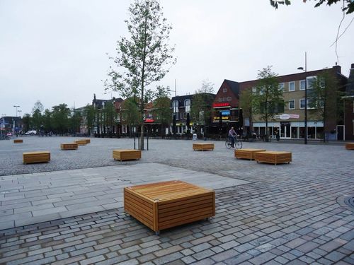 Panca per spazi pubblici contemporanea - OLT - ANAE street furniture - in legno di latifoglie / in bambù / in acciaio galvanizzato