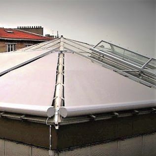 Tenda avvolgibile a rullo con cassonetto - TENDE INCLINATE - Solaris Tende srl - per veranda / per tetto / per tetto vetrato