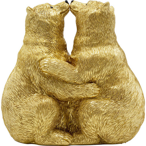 Scultura in resina - Kissing Bears - KARE Design - dorata / animale / contemporanea