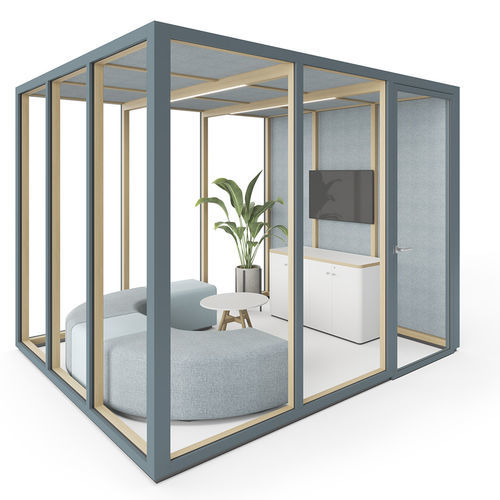 Isola di privacy per ufficio per riunioni - EVA Room 3×3 - Dynamobel - vetrata / da 2 persone / modulare