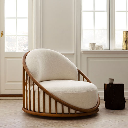 Poltrona contemporanea - CASK - expormim - in tessuto / in rattan / con cuscino rimovibile