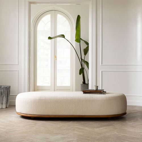 Ottomana contemporanea - CASK XL - expormim - in tessuto / in rattan / tonda