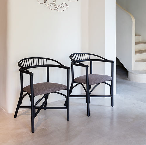 Sedia da pranzo contemporanea - Altet - expormim - da interno / in tessuto / con supporto in rattan