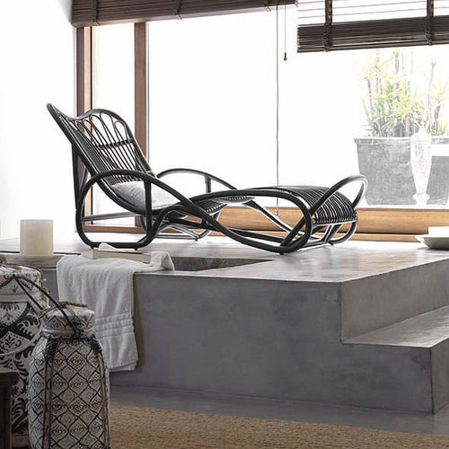 Chaise longue contemporanea - REPOSO - expormim - in rattan / 1 posto / nera