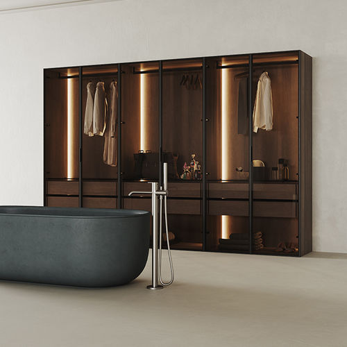 Armadio contemporaneo - STRATO - Inbani - in MDF / in vetro / con porta pieghevole