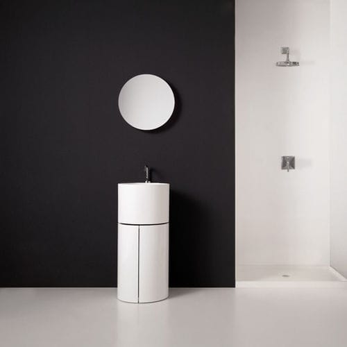Mobile lavabo da appoggio -  TA060 - Inbani - in Solid Surface / design / con specchio