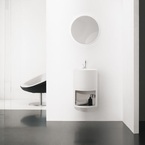 Mobile lavabo sospeso - TA020 - Inbani - in Solid Surface / design / con specchio