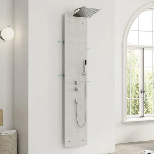 Colonna doccia termostatica - Aquawall Pietra - Kinedo - in acciaio inossidabile / da parete / contemporanea