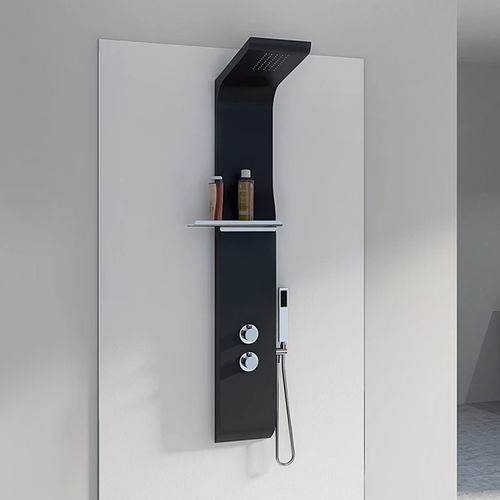 Colonna doccia termostatica - Aquamoon - Kinedo - in ottone / nera / da parete