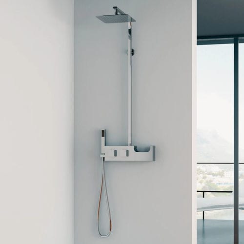 Colonna doccia termostatica - Aquachrome - Kinedo - in acciaio inossidabile / finitura cromata / da parete