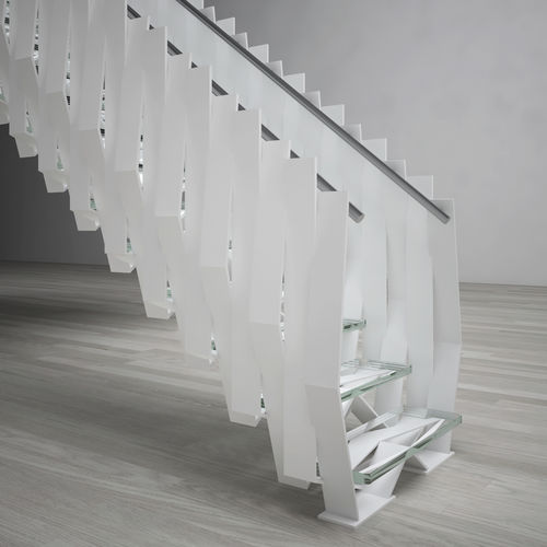Scala di gamma superiore - INTERLACE - EeStairs - dritta / con gradini in vetro / con struttura in metallo