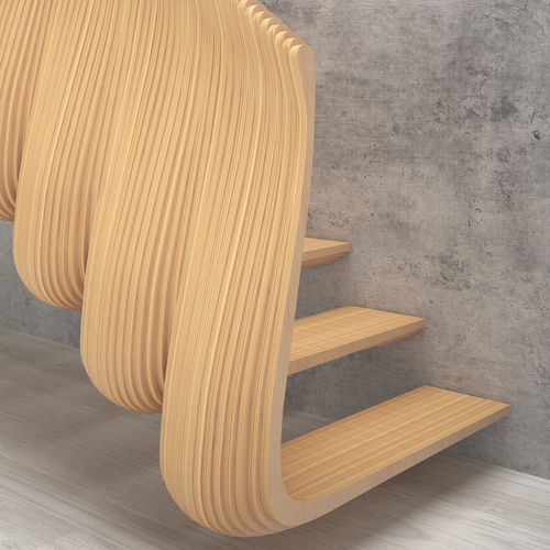 Scala di gamma superiore - LAMINA - EeStairs - dritta / con gradini in legno / da interno