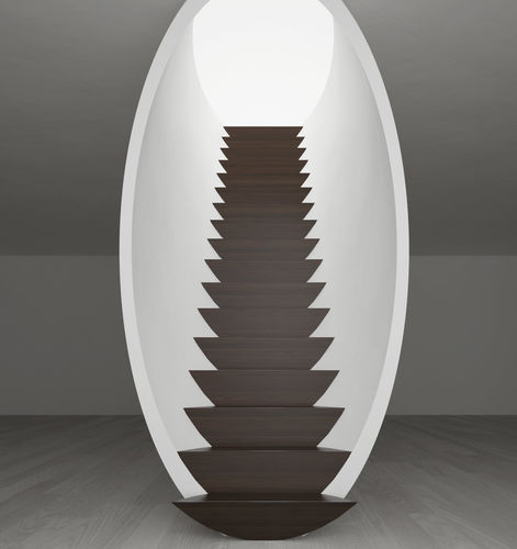 Scala di gamma superiore - TUBE - EeStairs - dritta / con gradini in legno / da interno