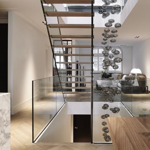 Scala di gamma superiore - FAM MILLENAAR TE AMSTERDAM - EeStairs - dritta / con gradini in legno / con struttura in vetro