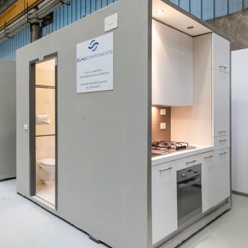 Mini cucina compatta - COMBI - eurocomponents spa - in acciaio / in acciaio galvanizzato / in cemento armato