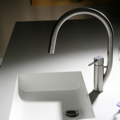 Miscelatore da appoggio - RANDA K - MGS Progetti - in acciaio inossidabile / da cucina / 1 foro