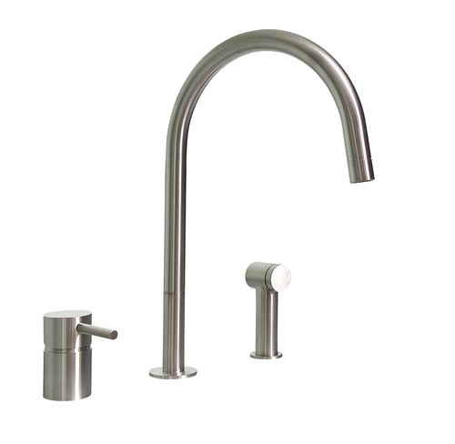 Miscelatore da appoggio - F2 R SP - MGS Progetti - in acciaio inossidabile / da cucina / 3 fori