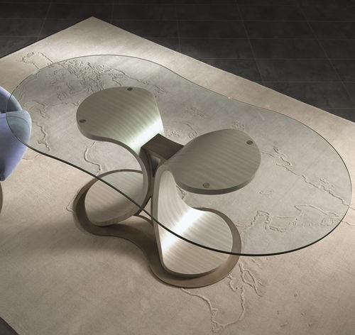 Tavolo contemporaneo - TA68 MISTRAL  - CARPANELLI - in vetro / con supporto in legno impiallacciato / ovale