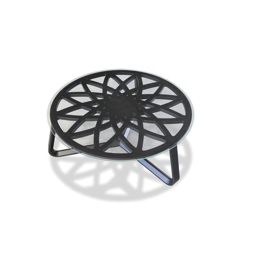 Tavolino basso contemporaneo - TL69 GALILEO - CARPANELLI - in vetro / con supporto in legno / rotondo