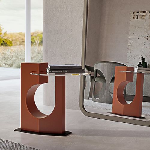 Tavolino contemporaneo - TL75B SEE YE LACCATO - CARPANELLI - in legno laccato / in vetro / con supporto in metallo