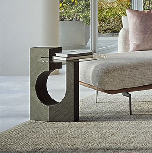 Tavolo d'appoggio design originale - TL73-TL74 SEE YE TAY CHIARO-SCURO - CARPANELLI - in vetro / con supporto in legno / con base centrale