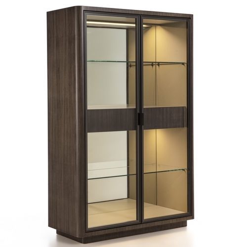 Vetrina contemporanea - VE50 DAFNE - CARPANELLI - in vetro fumè / in legno / illuminata