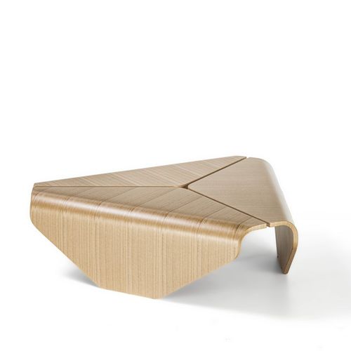 Tavolino basso contemporaneo - TL80 NARA - CARPANELLI - in eucalipto / in legno curvato / con base in legno curvato