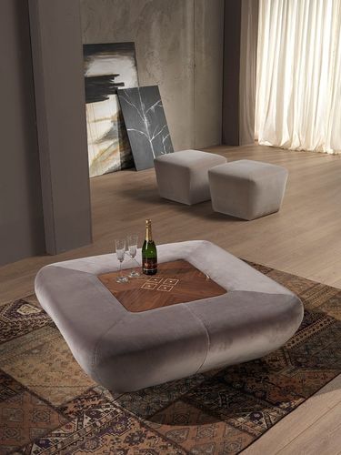 Pouf contemporaneo - PO42 MORFEO  - CARPANELLI - in tessuto / in legno / quadrato