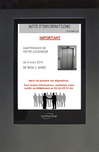 Cartello pubblicitario da parete - TABLEAU D'AFFICHAGE NUMERIQUE - Intratone - da interno / digitale / in acciaio
